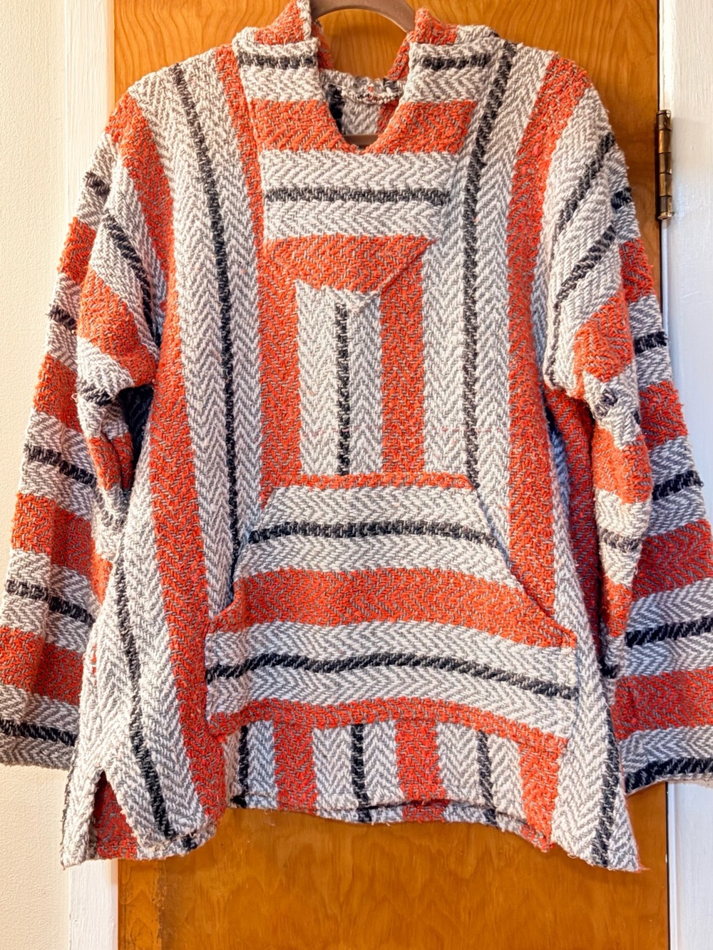 Cozy Striped Pullover Sweater - coral & Gray